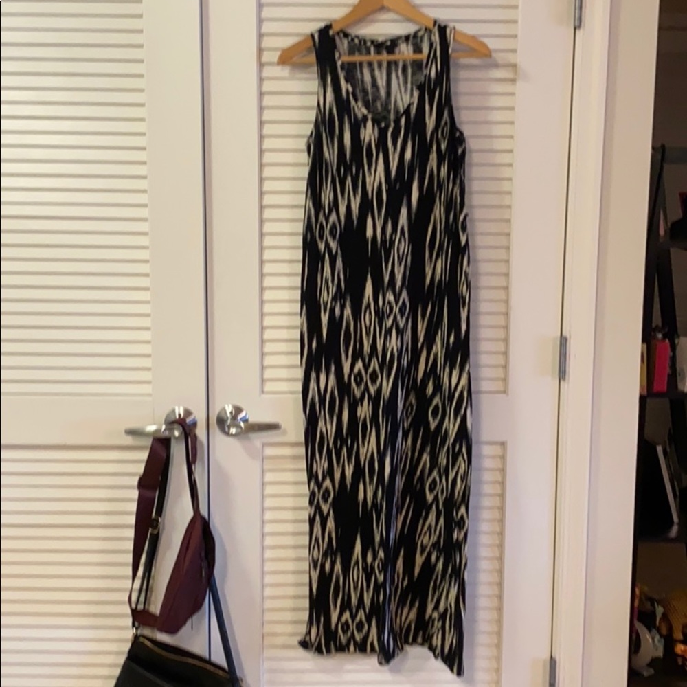 Black and white ikat print maxi dress